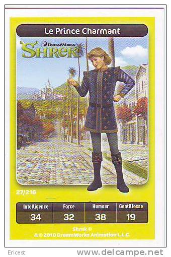 CARTE CARREFOUR DREAMWORKS SHREK LE PRINCE CHARMANT 27/216 BON ETAT - Autres & Non Classés