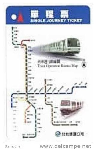 Taiwan Early Taipei Rapid Transit Train Ticket MRT Route Map - Mundo