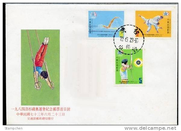 FDC 1984 Olympic Games Stamps Sport Judo Archery Swimming - Judo