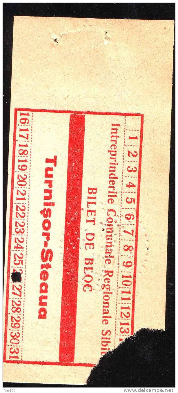 Romania 1952 Ticket Of Transport Bus SIBIU Perfins,very Rar!! - Perforadas