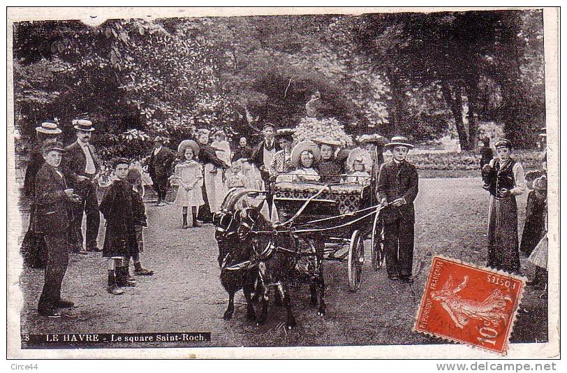 LE HAVRE.SQUARE SAINT ROCH.ATTELAGE DE BOUCS.CACHET FERRIERES D´AUNIS A EPANNES. - Square Saint-Roch