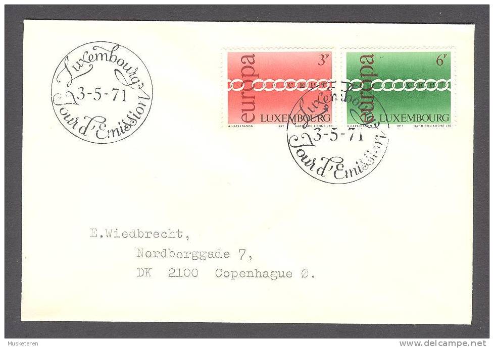 Luxembourg 1971 FDC Cover Europa CEPT Sent To Denmark - FDC