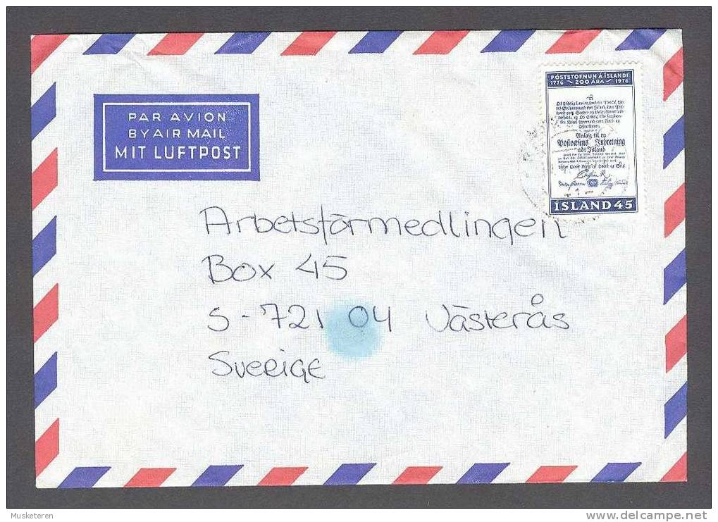 Iceland Airmail Par Avion Luftpost GARDABÆ Cover To Västerås Sweden - Luchtpost