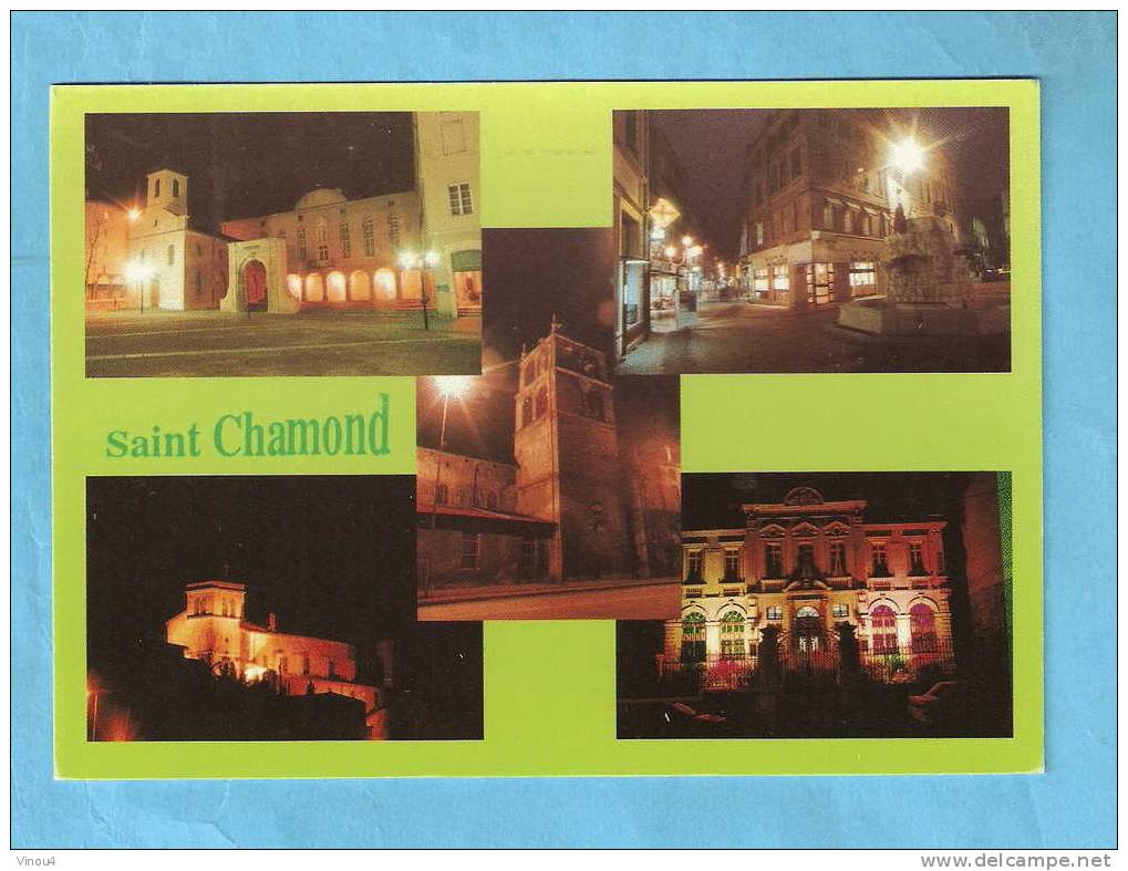 CP- St Chamond- Quelques Aspects De La Ville La Nuit - 42-Loire - Saint Chamond