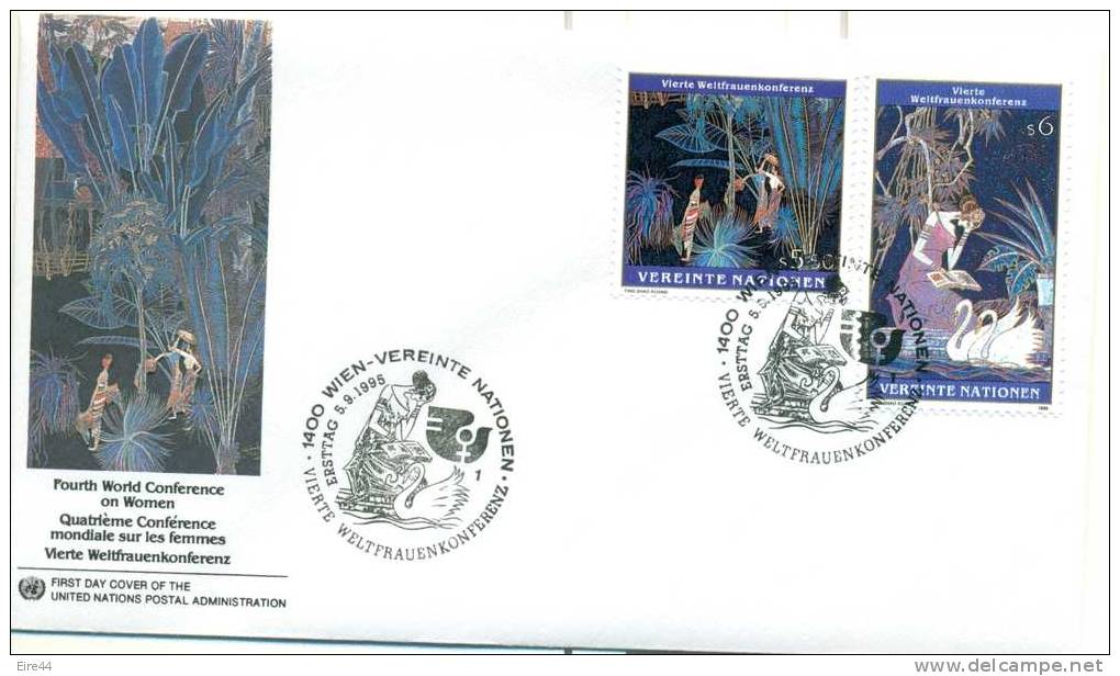 United Nations 1995 3 FDC World Conference Of Women Swan Shao Kuang Set Complete - Verzamelingen & Reeksen