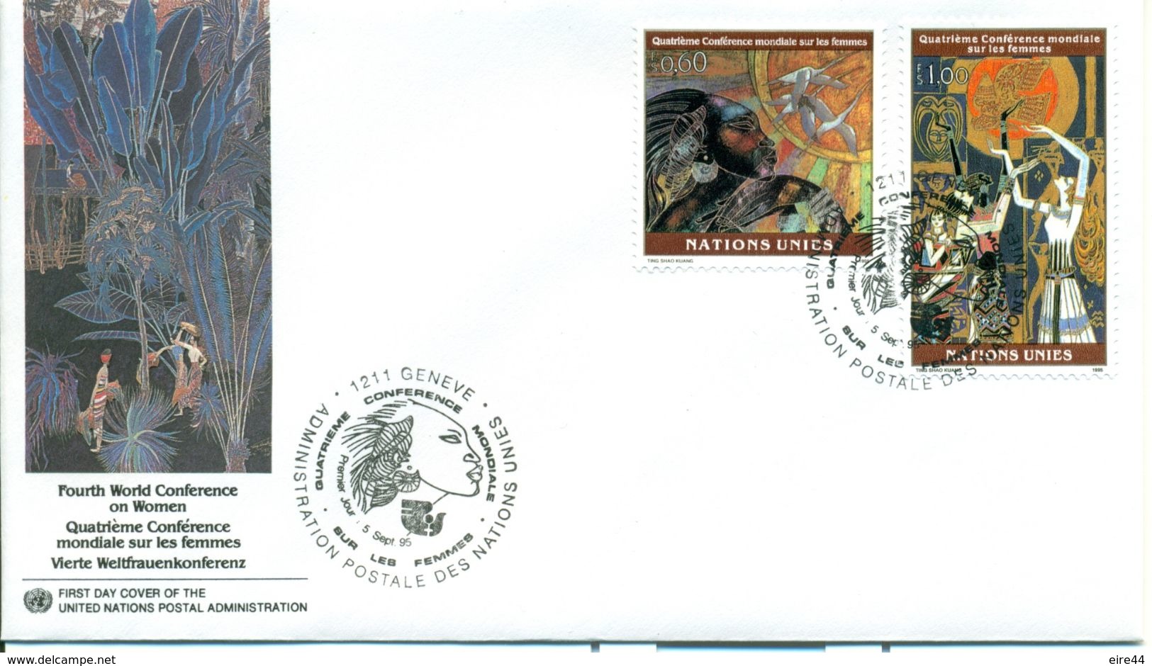 United Nations 1995 3 FDC World Conference Of Women Swan Shao Kuang Set Complete - Verzamelingen & Reeksen