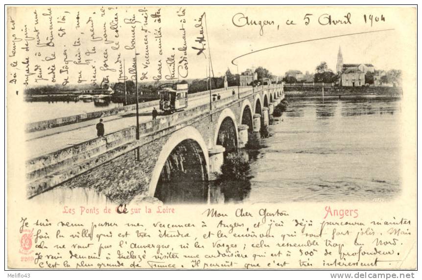 49/CPA 1900 - Angers - Les Ponts De Cé Sur La Loire (tram) - Angers
