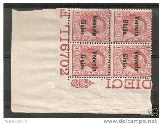 1918-19 VENEZIA GIULIA QUARTINA N° TAVOLA MNH ** - 6201 - Venezia Giulia