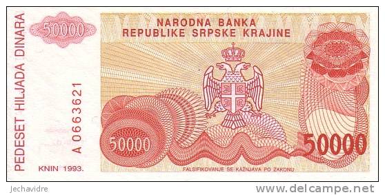CROATIE  50 000 Dinara  Emission De 1993   Pick R21a     ***** BILLET  NEUF ***** - Croatie