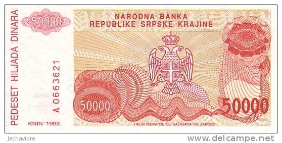 CROATIE  50 000 Dinara  Emission De 1993   Pick R21a     ***** BILLET  NEUF ***** - Croacia