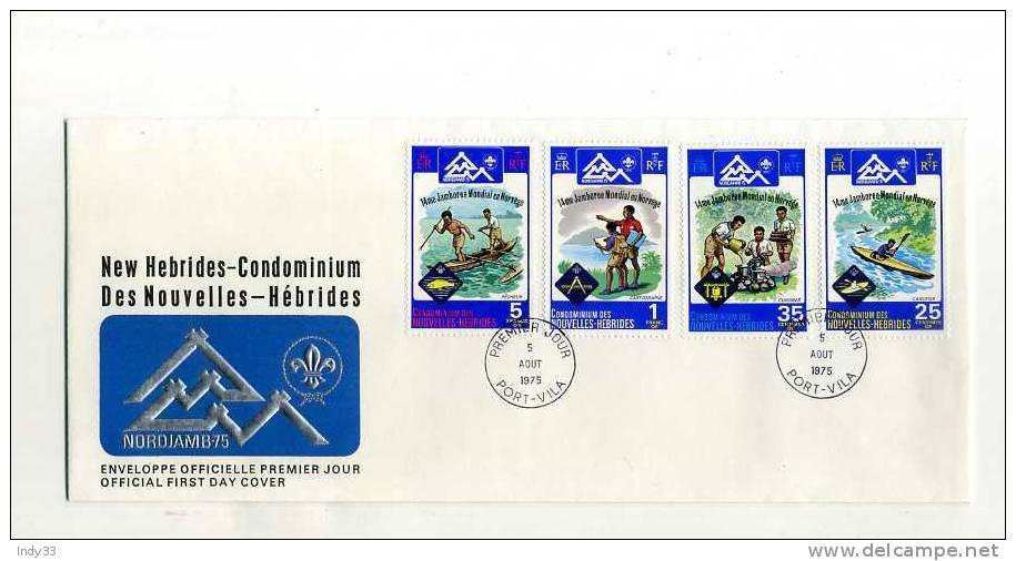 - FRANCE . CONDOMINIUM DES NOUVELLES-HEBRIDES .  FDC SCOUTISME . CACHET PORT-VILA 5/8/75 - FDC