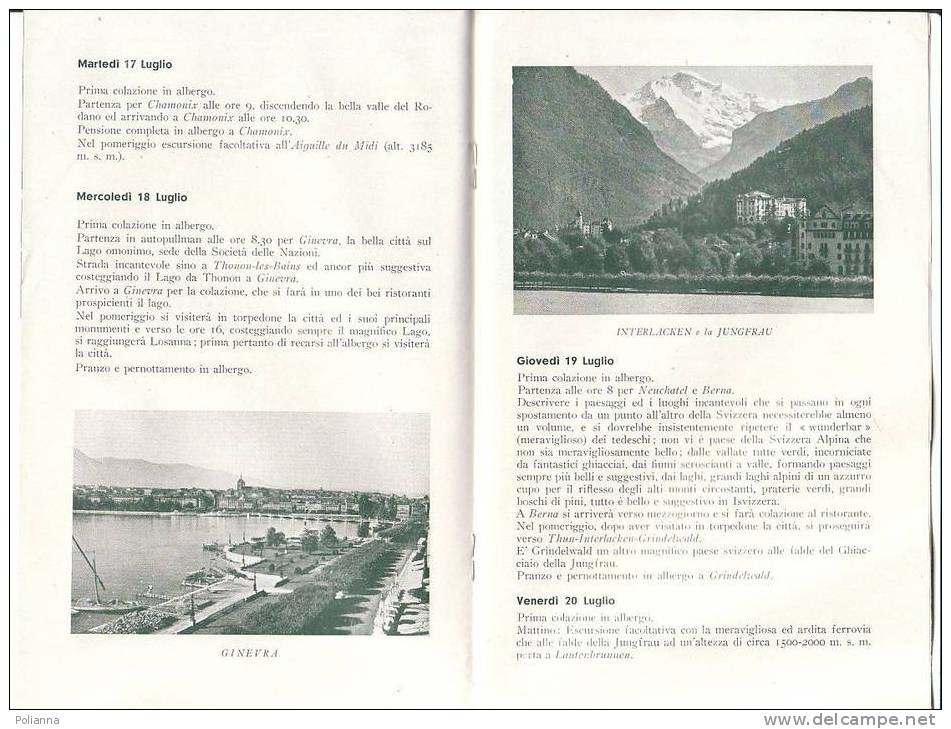 C0188 - Brochure TURISANDA - VIAGGI In AUTOPULLMAN Nella SVIZZERA 1934/Chatillon/Lago Di Sils/Gole Delle Schwellenen - Turismo, Viajes