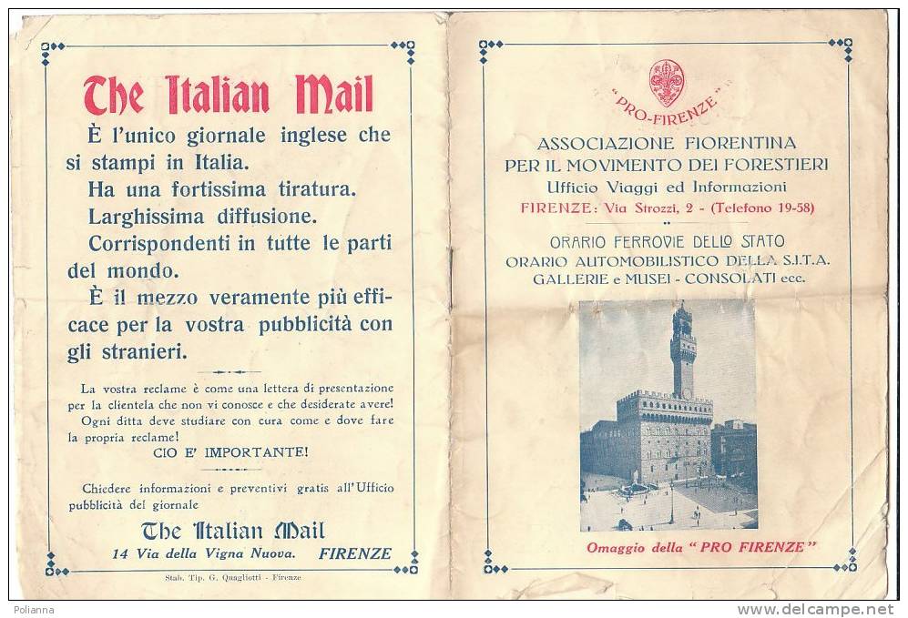 C0195 - Ass. Fiorentina Per Il Movimento Dei Forestieri - ORARIO FERROVIE Dello STATO-AUTOMOBILISTICO S.I.T.A. 1925 - Europa