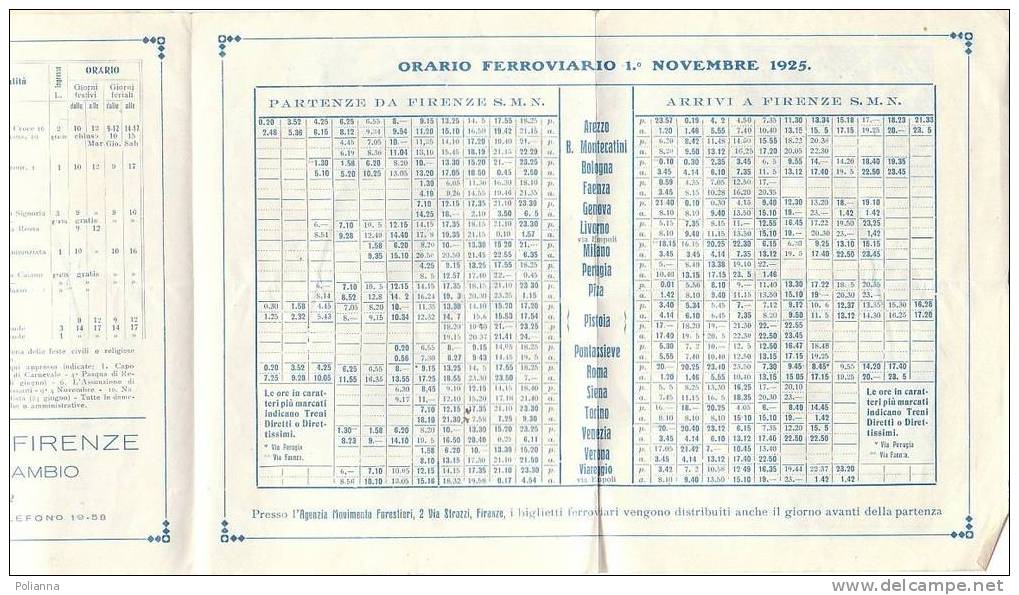 C0195 - Ass. Fiorentina Per Il Movimento Dei Forestieri - ORARIO FERROVIE Dello STATO-AUTOMOBILISTICO S.I.T.A. 1925 - Europa