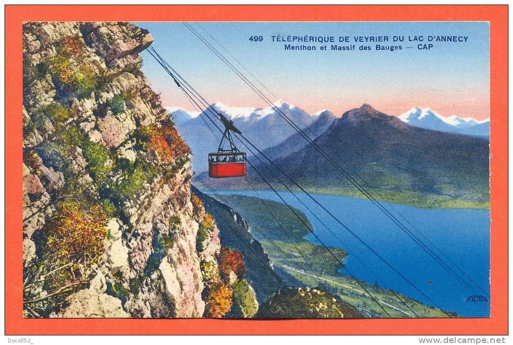 Dpt   74   Teleferique De Veyrier Du Lac D´annecy Menthon Et Massif Des Bauges - Veyrier