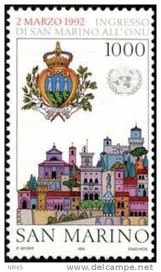 REPUBBLICA DI SAN MARINO - ANNO 1992 - COPPIA INGRESSO DI SAN MARINO ALL´ ONU  - NUOVI MNH ** - Unused Stamps