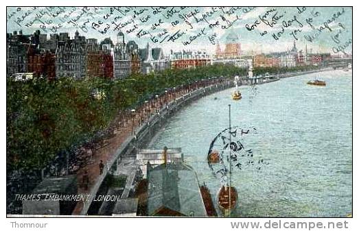 LONDON  -  THAMES EMBANKMENT  -  1907  - - River Thames