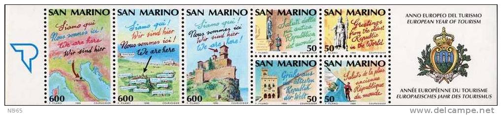 REPUBBLICA DI SAN MARINO - ANNO 1990 - LIBRETTO ANNO EUROPEO DEL TURISMO - NUOVI MNH ** - Nuovi