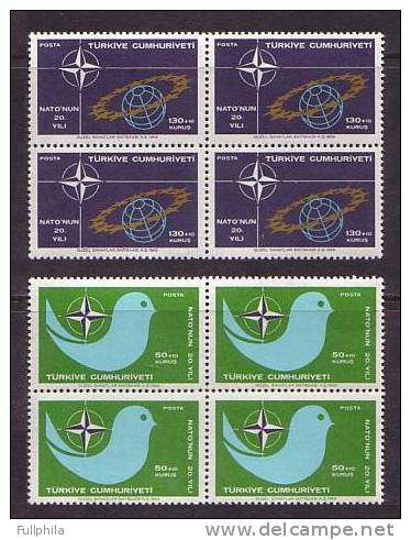 1969 TURKEY 20TH ANNIVERSARY OF NATO BLOCK OF 4 MNH ** - Unused Stamps