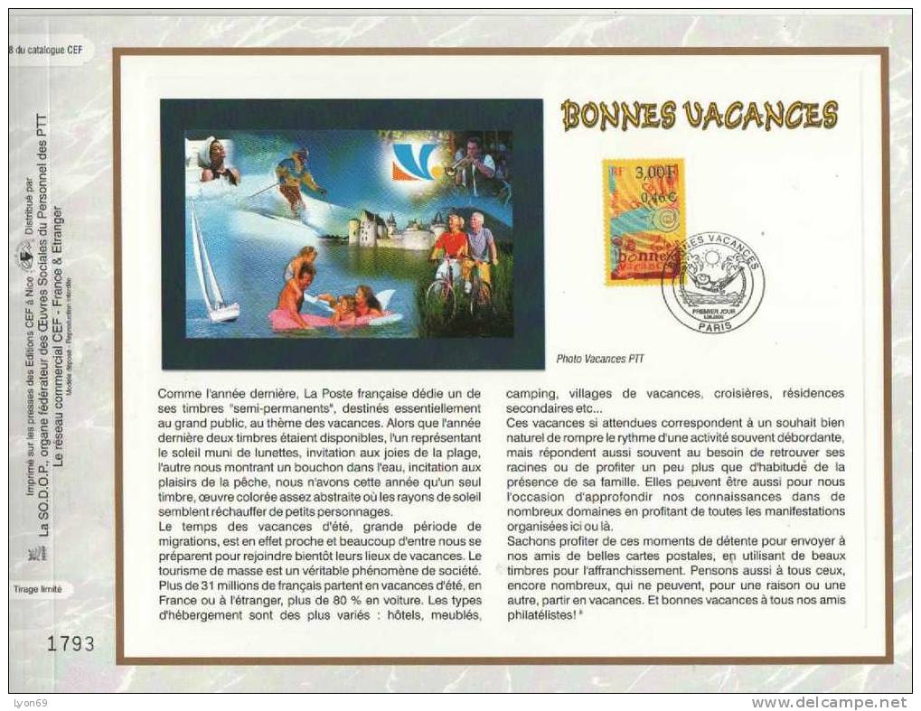 FEUILLET  CEF  1498 BONNES VACANCES   EVENEMENT  2000 - Unclassified