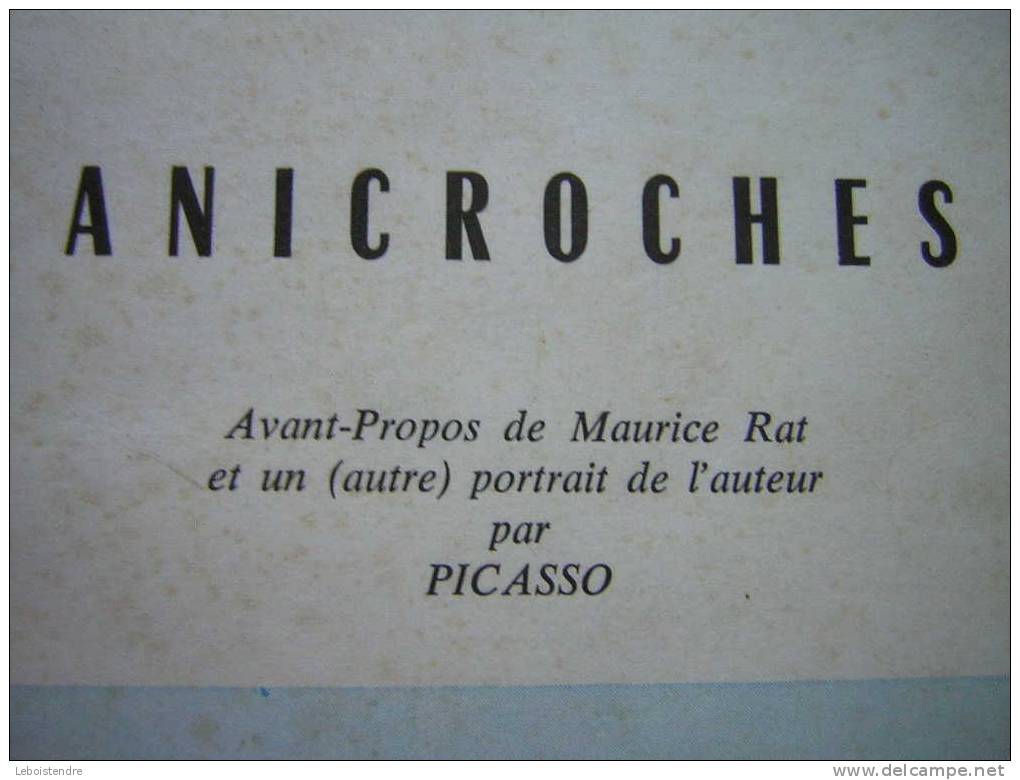 BRIGITTE LEVEL-ANICROCHES-DEDICACEE EN 1971-EDITIONS SAINT GERMAIN DES PRES-PORTRAIT DE L'AUTEUT PAR PICASSO-MAURICE RAT - Auteurs Français