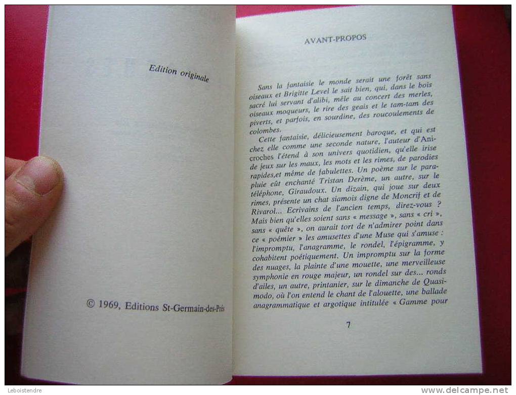 BRIGITTE LEVEL-ANICROCHES-DEDICACEE EN 1971-EDITIONS SAINT GERMAIN DES PRES-PORTRAIT DE L'AUTEUT PAR PICASSO-MAURICE RAT - French Authors