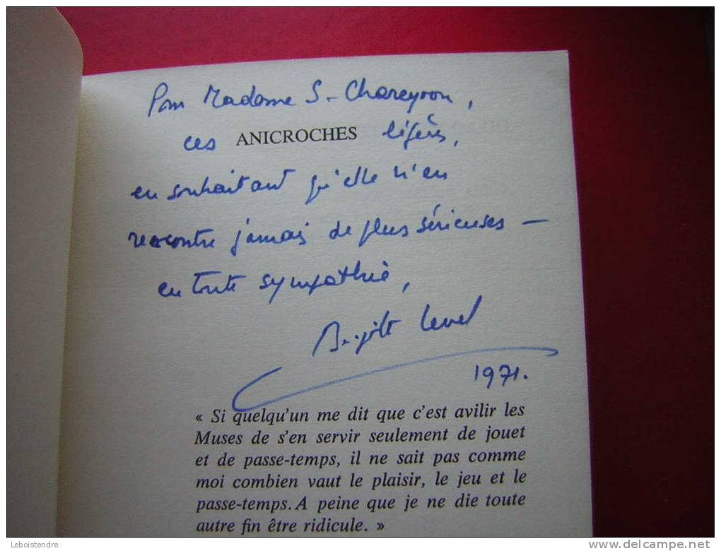 BRIGITTE LEVEL-ANICROCHES-DEDICACEE EN 1971-EDITIONS SAINT GERMAIN DES PRES-PORTRAIT DE L'AUTEUT PAR PICASSO-MAURICE RAT - French Authors