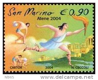 REPUBBLICA DI SAN MARINO - ANNO 2004 - OLIMPIADI ATENE 2004 STRISCIA VALORI 4 ** MNH - Neufs