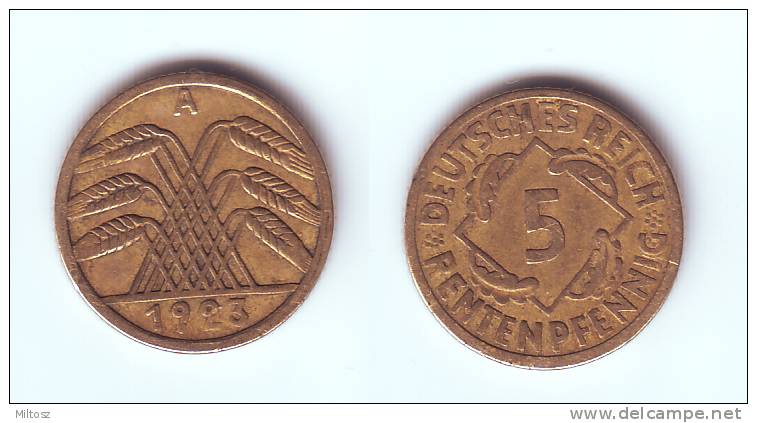 Germany 5 Rentenpfennig 1923 A - 5 Rentenpfennig & 5 Reichspfennig