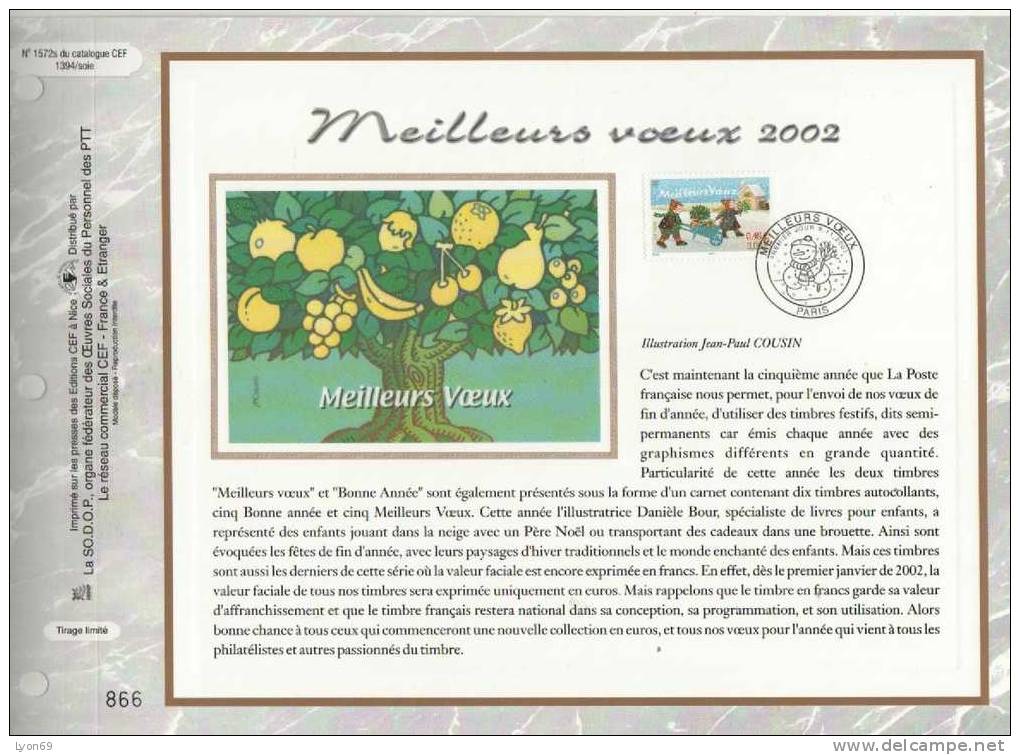 FEUILLET  CEF  1572 S MEILLEURS VOEUX   EVENEMENT  2002 - Zonder Classificatie