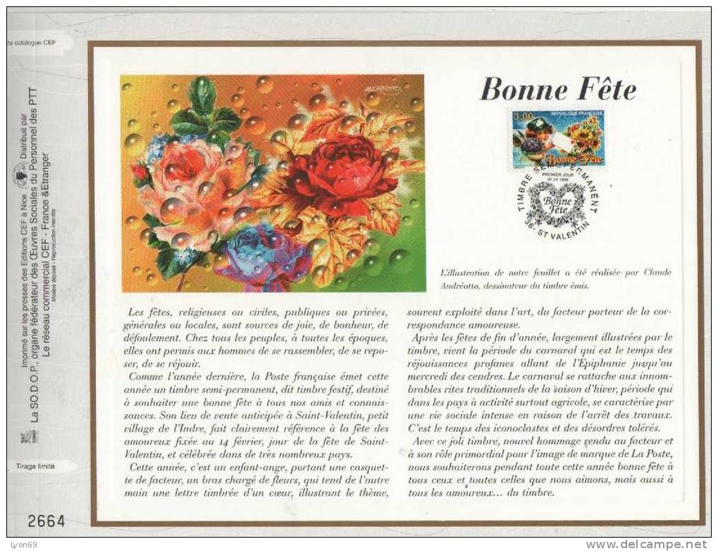 FEUILLET  CEF  1363   BONNE  FETE 1998 - Zonder Classificatie