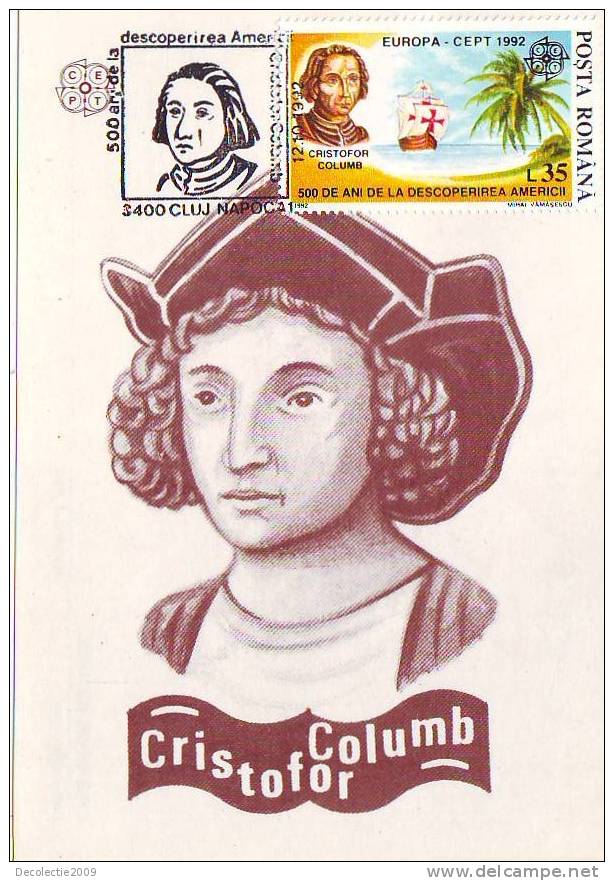 M1206 Maximum Card Romania Cristofor Columb  Perfect Shape - Christopher Columbus