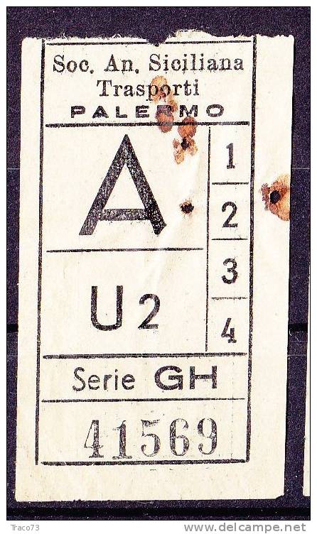 PALERMO  1950 / 60  - BIGLIETTO PER AUTOBUS -   A   Serie  " GH " - Europa