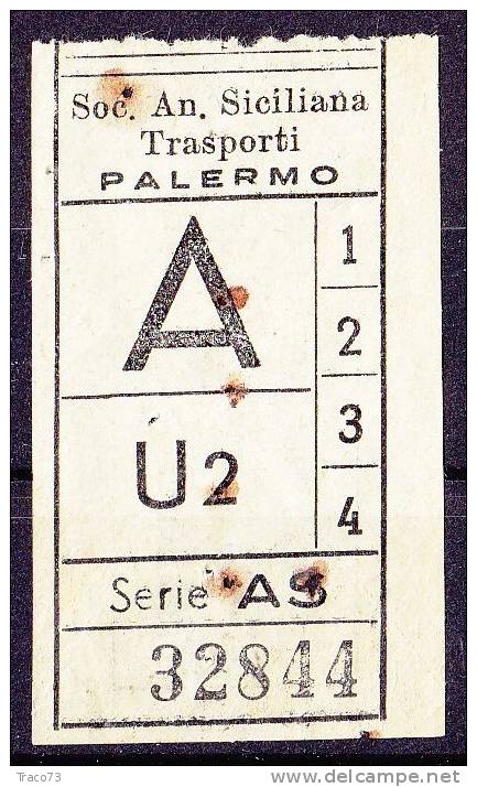 PALERMO  1950 / 60  - BIGLIETTO PER AUTOBUS -   A   Serie  " AS " - Europe