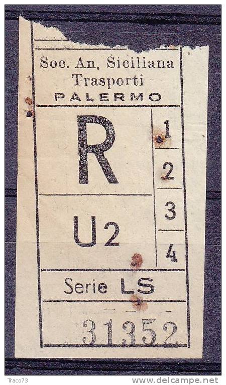 PALERMO  1950 / 60  - BIGLIETTO PER AUTOBUS -   R   Serie  " LS " - Europa