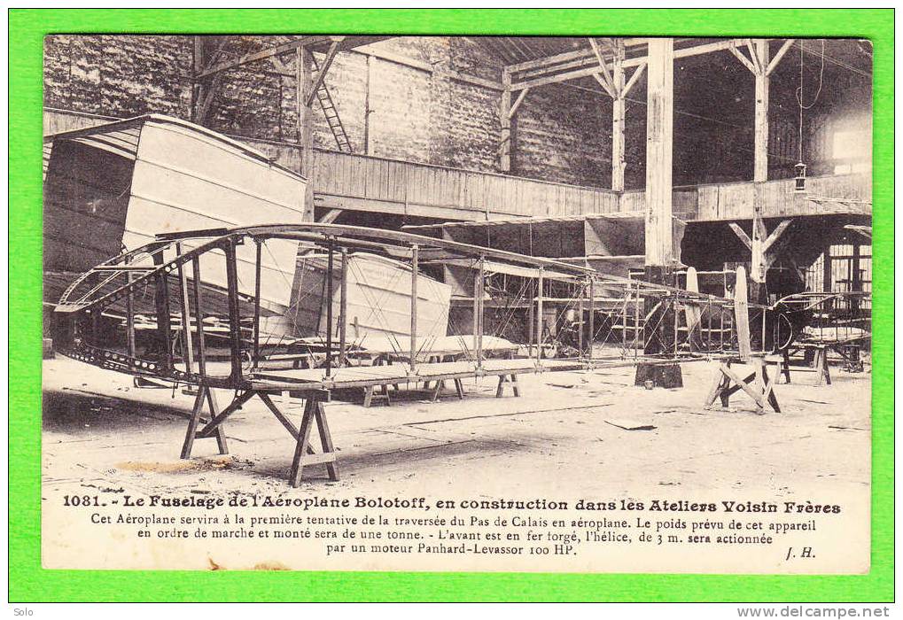 Le Fuselage De L´Aéroplane Bolotoff, En Construction Atelier Voisin Frères - 1914-1918: 1st War