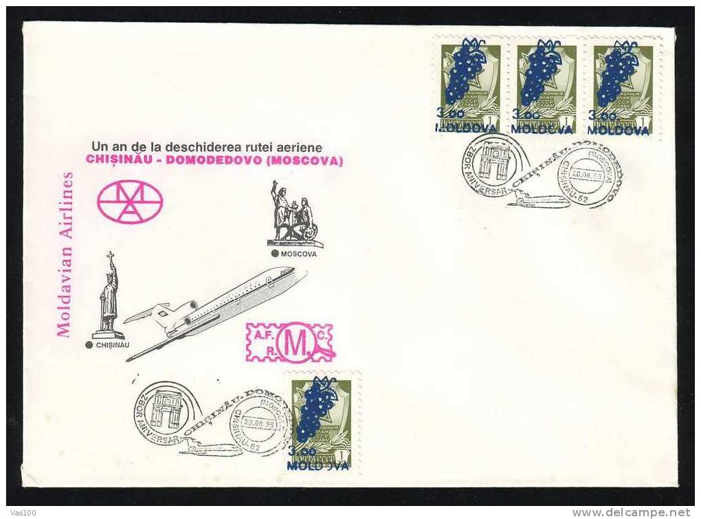 MOLDOVA 1996 COVER With; VITICULTURE Vines,Grape,overprint Stamp 3,00 . - Vinos Y Alcoholes