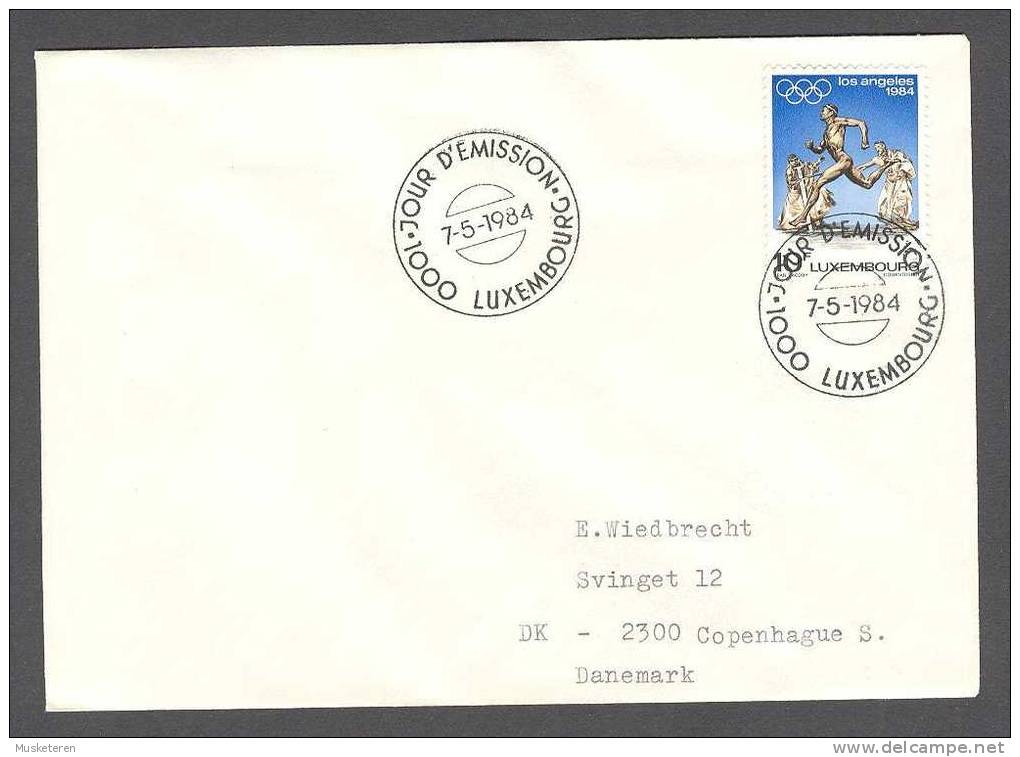 Luxembourg 1984 FDC Olympic Games Olympische Sommerspiele, Los Angeles Sent To Denmark - FDC