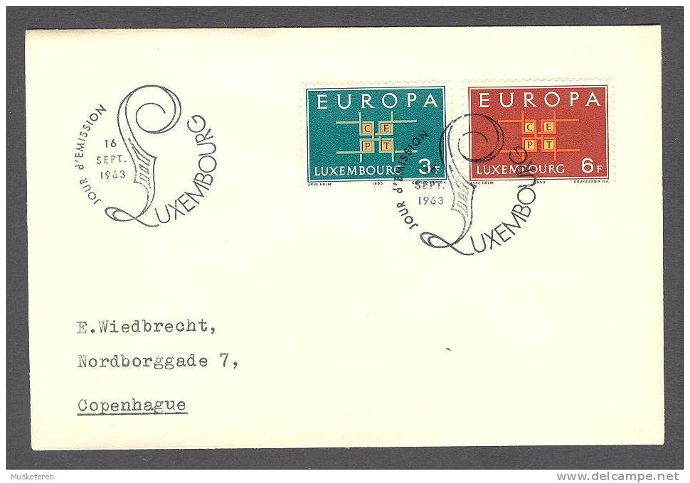 Luxembourg 1963 FDC Cover Europa CEPT Sent To Denmark - FDC