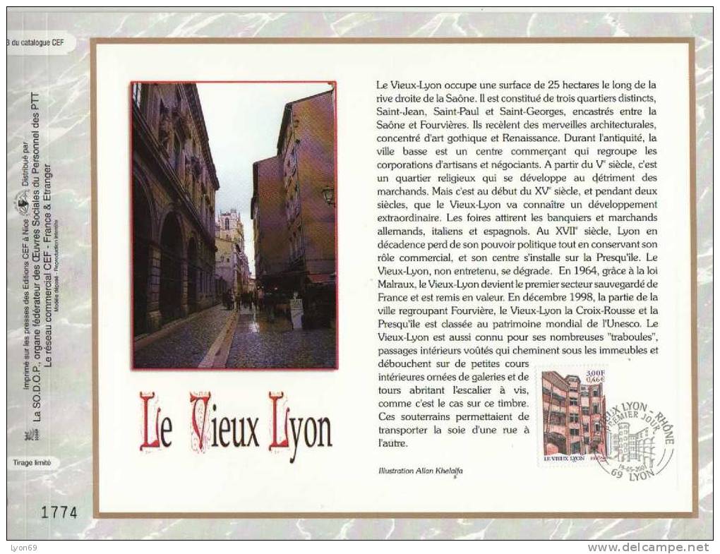 FEUILLET  CEF  1553 LE VIEUX  LYON  SITE ET MONUMENT  2001 - Zonder Classificatie