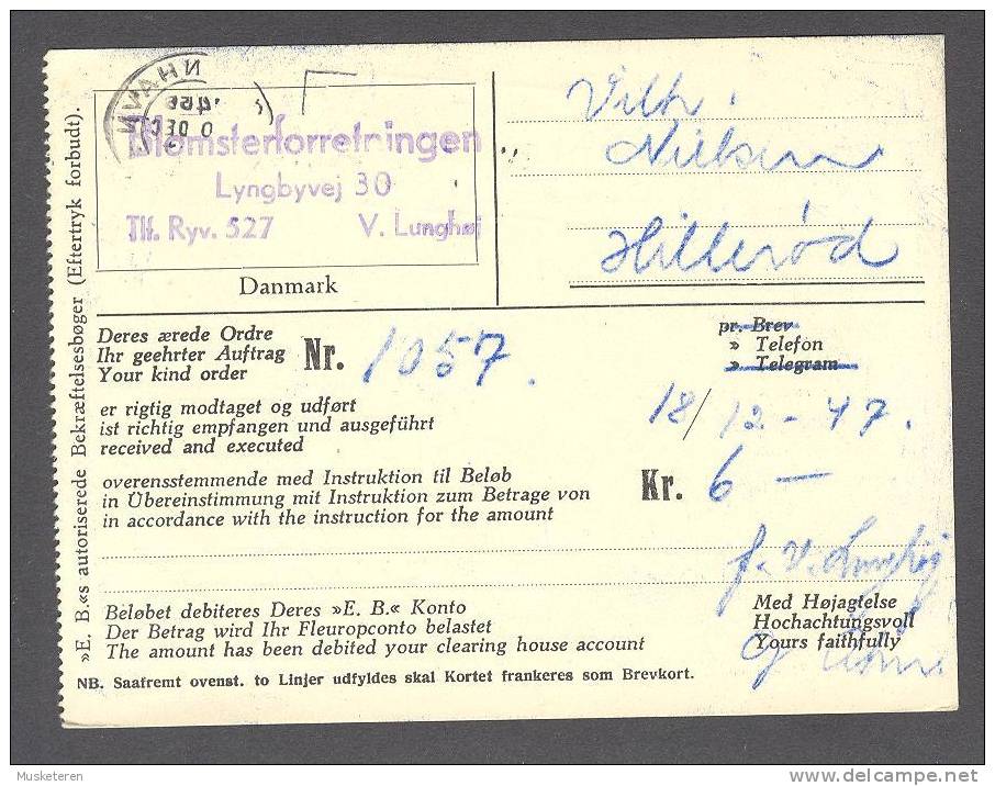Denmark KØBENHAVN 1947 Card Karte To HILLERØD Postage Due Porto Stamp TAXE (2 Scans) - Covers & Documents