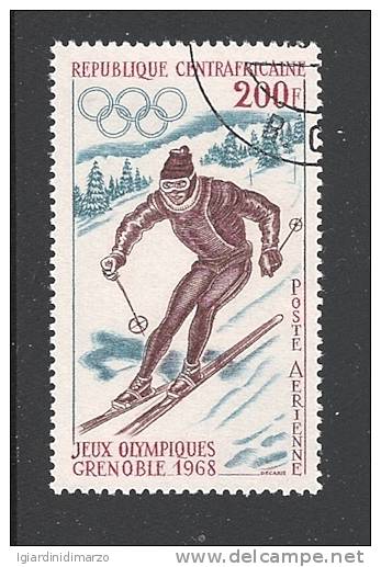 REPUBLIQUE CENTRAFRICAINE -1968- VAL. OBLIT. DA 200 F. Di P.A.- GIOCHI OLIMPICI INVERN. DI GRENOBLE - IN OTTIME COND. - Winter 1968: Grenoble