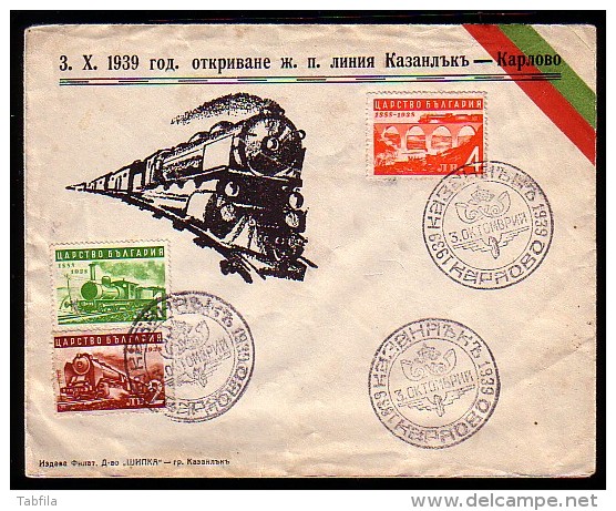 BULGARIA - 1939 - Decouvert De La Voie Ferree Kazanlak - Karlovo - P.Cov.avec Spec Cache - Karlovo - Kazanlak - Lettres & Documents