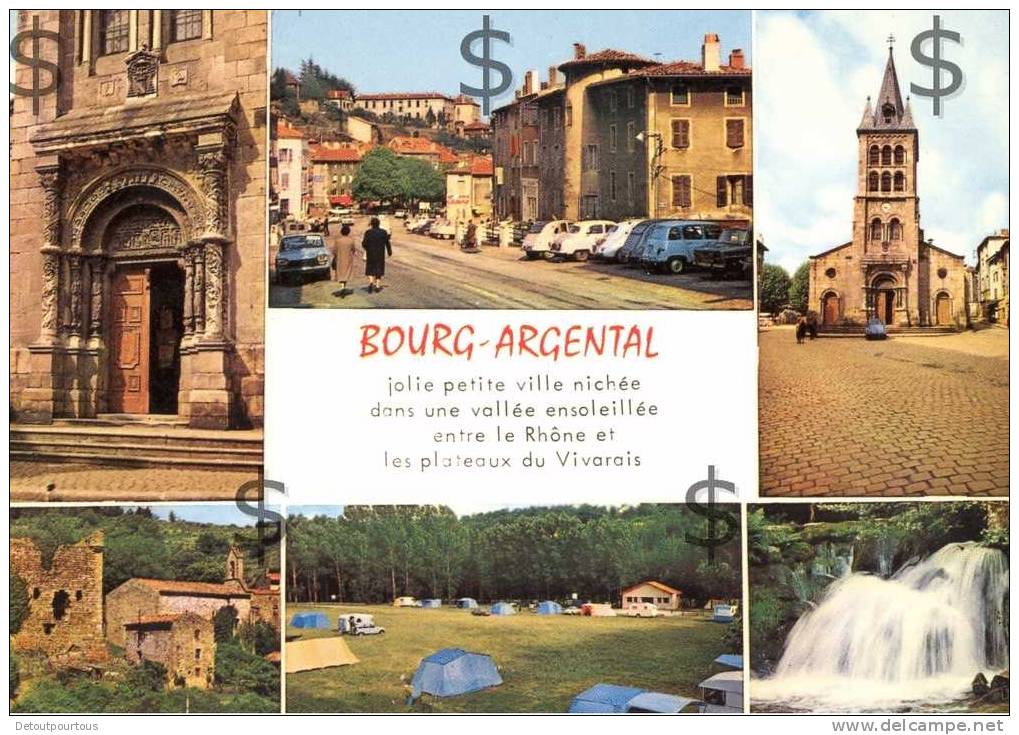 BOURG ARGENTAL Loire 42 : Multivues ; église Rue Camping - Bourg Argental