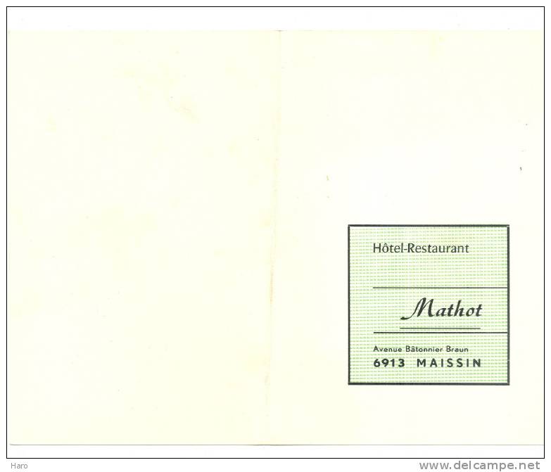 MAISSIN - Carte De Visite Hôtel-Restaurant Mathot - Tarifs Et Détails Au Verso - Cartes De Visite