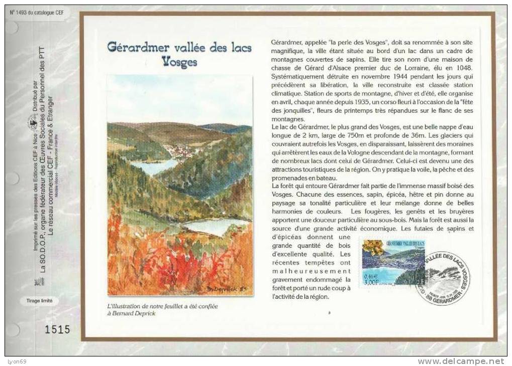 FEUILLET  CEF  1493 GERARDMER  SITE ET MONUMENT 2000 - Zonder Classificatie