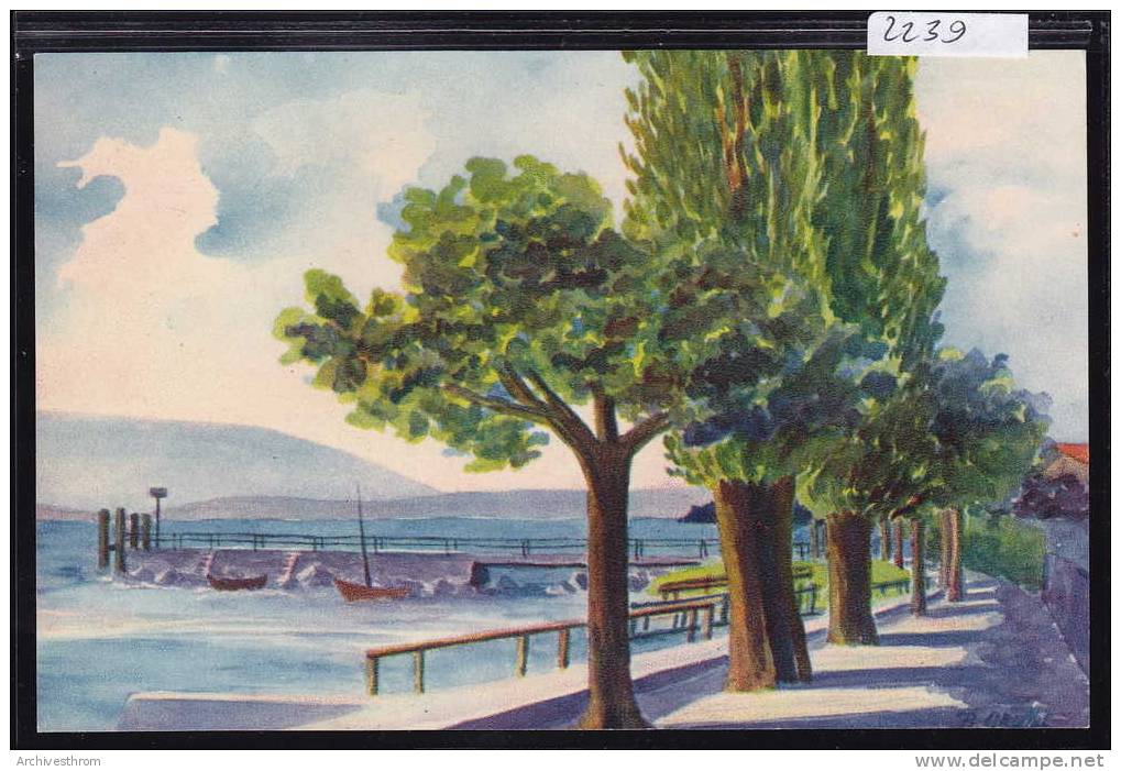 Genève ; Port De Corsier : Héliochromie D´une Aquarelle De B. Gruffel Illustrateur Et éditeur (2239) - Corsier