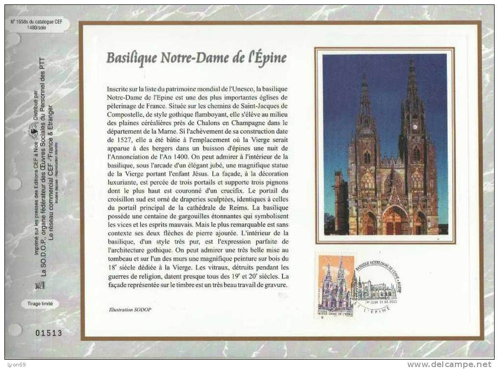 FEUILLET  CEF 1658 S NOTRE DAME DE LEPINE  SITE ET MONUMENT 2003 - Zonder Classificatie