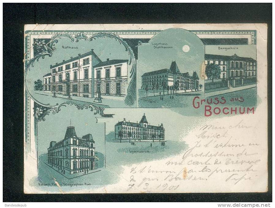 Allemagne -Grüss Aus BOCHUM ( Chromo Lithographie En L'état) - Bochum