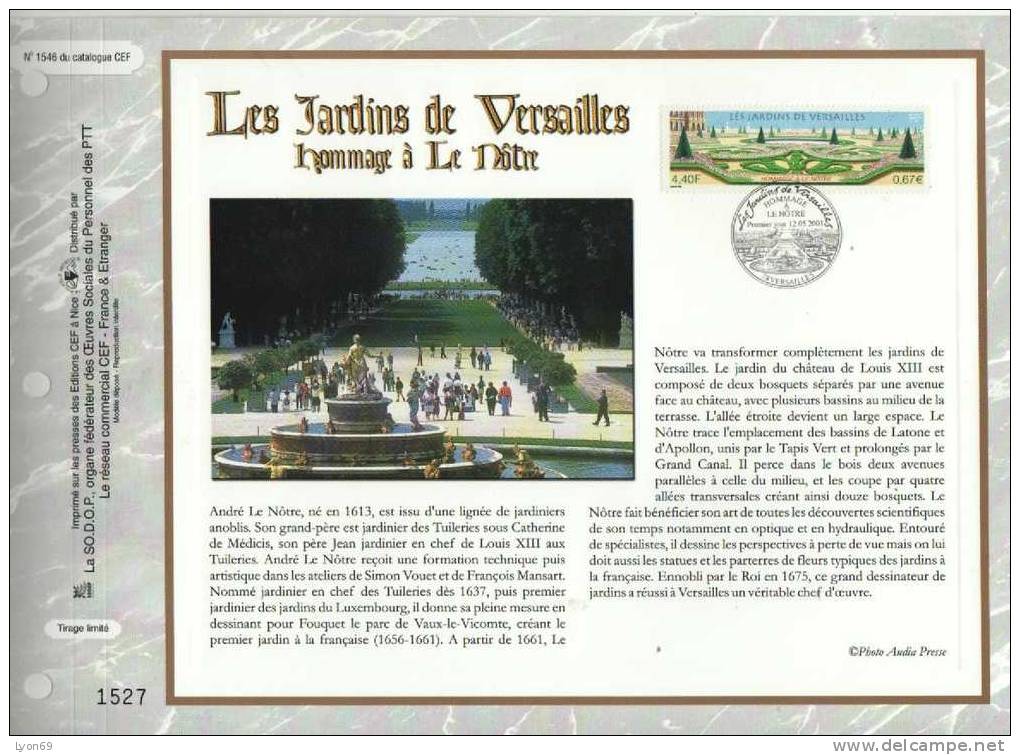 FEUILLET  CEF1546  LES JARDINS DE VERSAILLES  SITE ET MONUMENT  SPRT 2001 - Zonder Classificatie